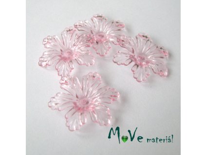 Akrylový květ 27,5mm, 4ks, světle růžový