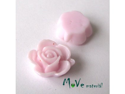 Kabošon květ lesklý B5 - resin - 2ks, sv. růžový