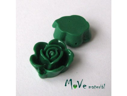 Kabošon květ lesklý B5 - resin - 2ks, tm. zelený