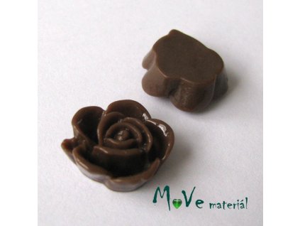 Kabošon květ lesklý B5 - resin - 2ks, tm. hnědý