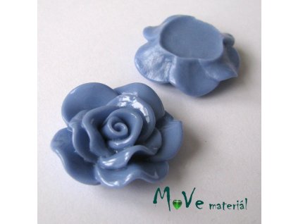 Kabošon květ lesklý B1 - resin - 1ks, modrý