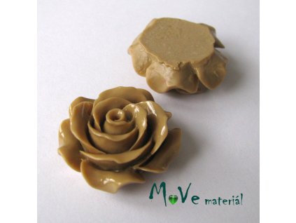 Kabošon květ lesklý C1 - resin - 1ks, béžový