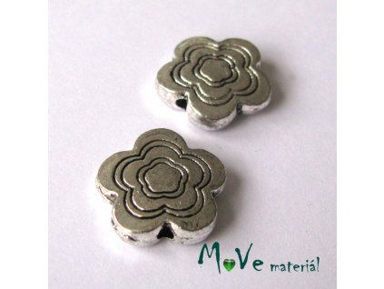 Korálek kovový kytička 14mm, 2ks