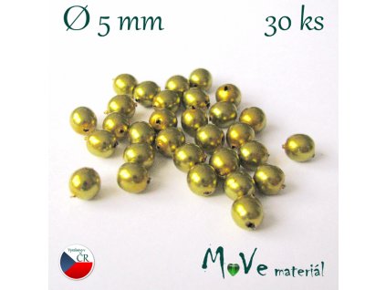České voskové perle zlatožlutá 5mm, 30ks