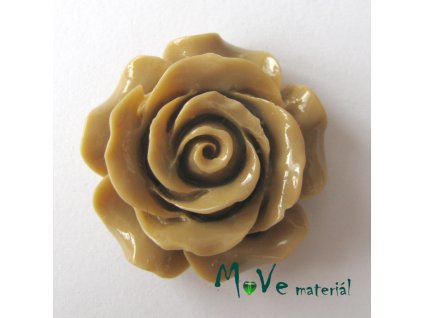 Kabošon květ lesklý resin/1ks/hnědý/ II. jakost