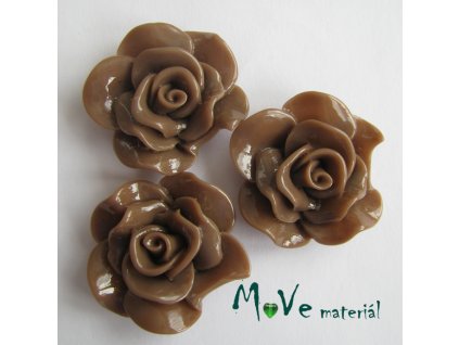 Kabošon květ lesklý resin/3ks/hnědý./II. jakost