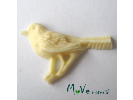 Kabošon ptáček - resin - 1ks, žlutý