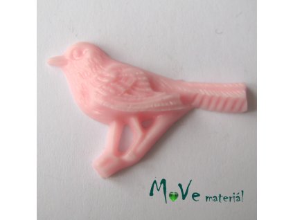 Kabošon ptáček - resin - 1ks, růžový