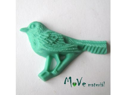 Kabošon ptáček - resin - 1ks, brčálový