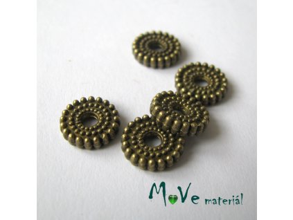 Korálek kovový kruh 10x2mm, 5ks, staromosaz