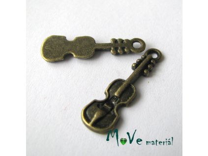 Přívěsek kytara 19x7x1,5mm, 2ks, staromosaz