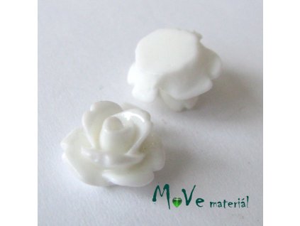 Kabošon květ lesklý C4 - resin - 2ks, bílý