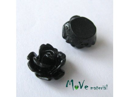 Kabošon květ lesklý C4 - resin - 2ks, černý