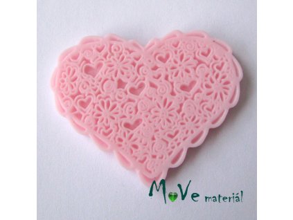 Kabošon resin SRDÍČKO- 1ks, růžový