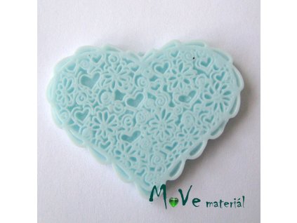 Kabošon resin SRDÍČKO- 1ks, tyrkysový