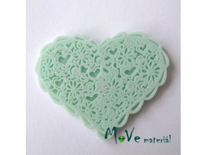 Kabošon resin SRDÍČKO- 1ks, mátový