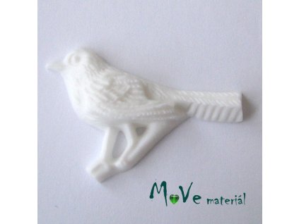 Kabošon ptáček - resin - 1ks, bílý