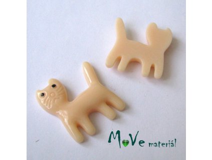 Kabošon KOČKA - resin - 1ks, sv. lososová