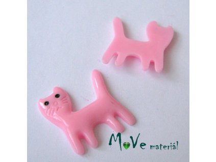 Kabošon KOČKA - resin - 1ks, růžová