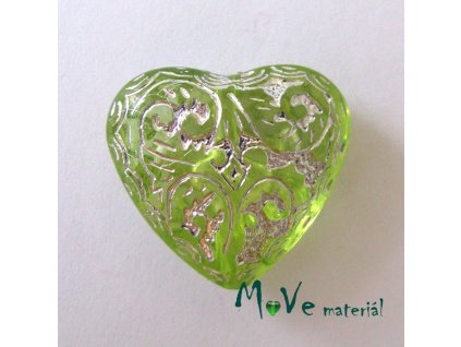Akrylové transp. srdíčko 24x22x11mm,1ks, zelené