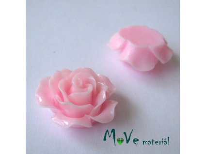 Kabošon růžička lesklá B2 - resin - 2ks, sv. růž.