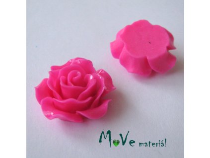 Kabošon růžička lesklá B2 - resin - 2ks, tm. růž.