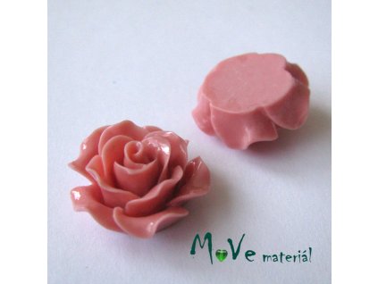 Kabošon růžička lesklá B2 - resin - 2ks, starorůž.