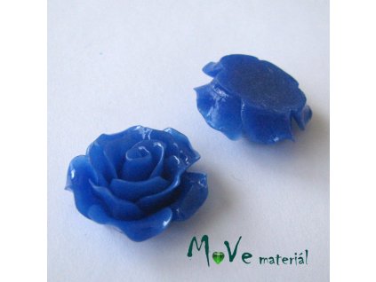 Kabošon růžička lesklá B2 - resin - 2ks, tm. modrá