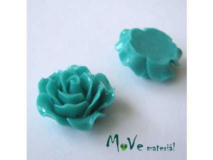 Kabošon růžička lesklá B2 - resin - 2ks, tm. brčál