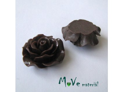 Kabošon růžička lesklá B2 - resin - 2ks, hnědý