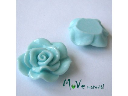Kabošon květ lesklý B1 - resin - 1ks, tyrkysový