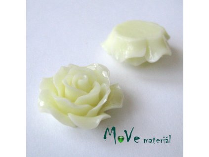 Kabošon růžička lesklá B2 - resin - 2ks, krémová