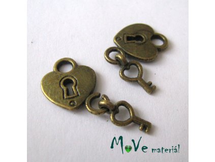Přívěsek ZÁMEK 15x12,5x2mm, 2ks, staromosaz