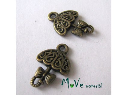 Přívěsek DEŠTNÍK 19x13x3mm, 2ks, staromosaz
