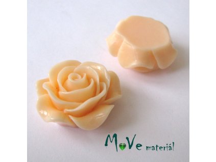 Kabošon květ lesklý C1 - resin - 1ks, lososový