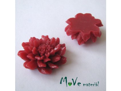 Kabošon květ C5 - resin - 1ks, červený