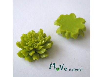 Kabošon květ C5 - resin - 1ks, žlutozelený