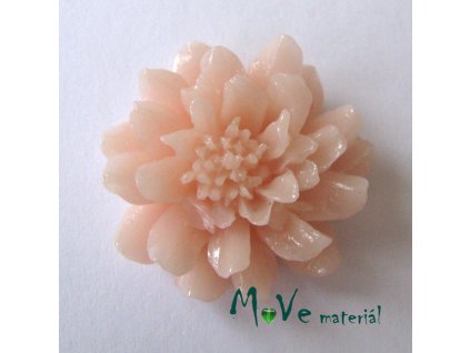 Kabošon květ resin II. jak. 1ks, světle broskvový