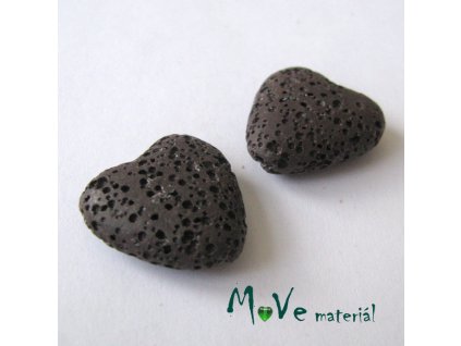 Lávový korálek srdce 20x21x7mm, 1ks, hnědé