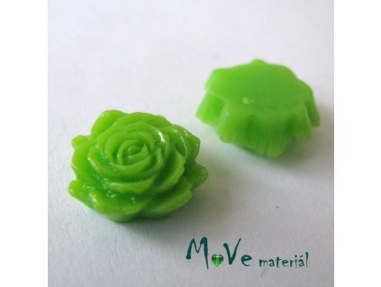 Kabošon květ lesklý C6 - resin - 2ks, hráškový