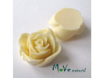 Kabošon -růže - lesklý resin B7 - 2ks, vanilkový