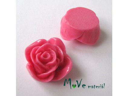 Kabošon -růže - lesklý resin B7 - 2ks, tm. růžový