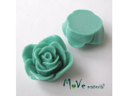 Kabošon -růže - lesklý resin B7 - 2ks, brčálový