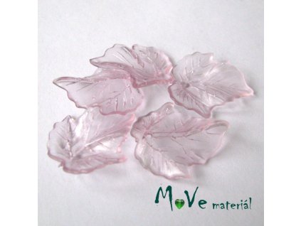 Akrylové transparentní lístečky, 5ks, růžovofial.