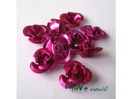 Korálek růžička 12mm, 10ks, tm. růžová