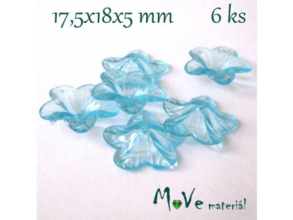 Akrylový květ 18mm, 6ks, tyrkysový