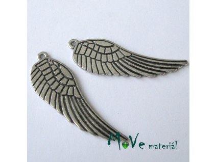 Akrylový přívěšek KŘÍDLO, 2ks, starostříbro