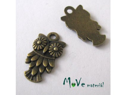 Přívěsek SOVIČKA 20x11x3mm, 2ks, staromosaz