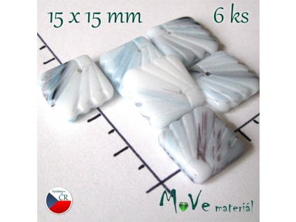 České skleněné lístečky žíhané 15x15 mm 6 ks,