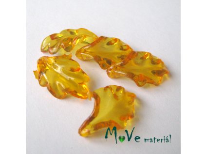 Akrylové transparentní lístečky, 5ks, žluté